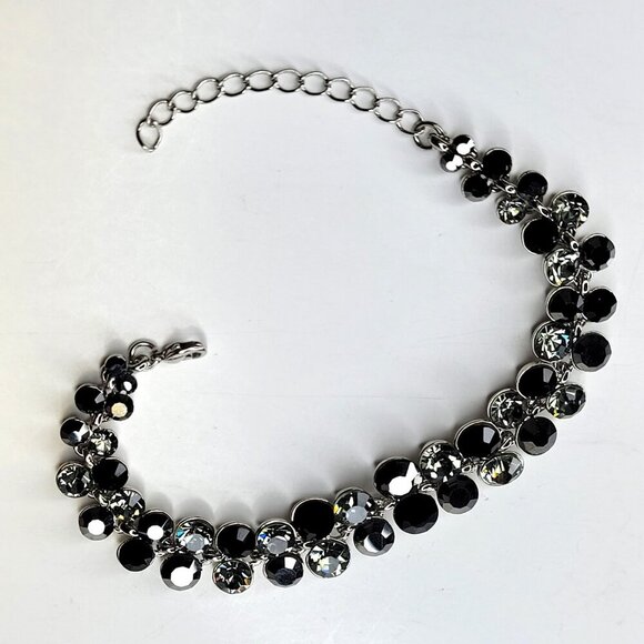 Black and Grey Crystal Rhinestone STATEMENT Bracelet - Picture 2 of 7